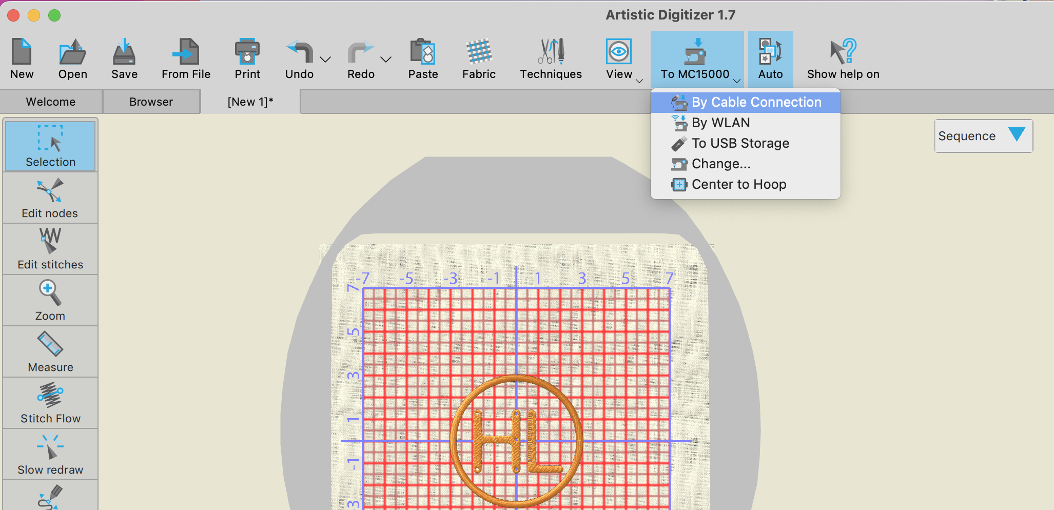 send to embroidery machine