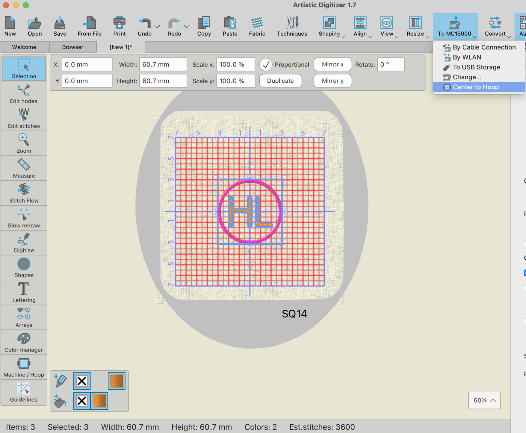 centre design to hoop
