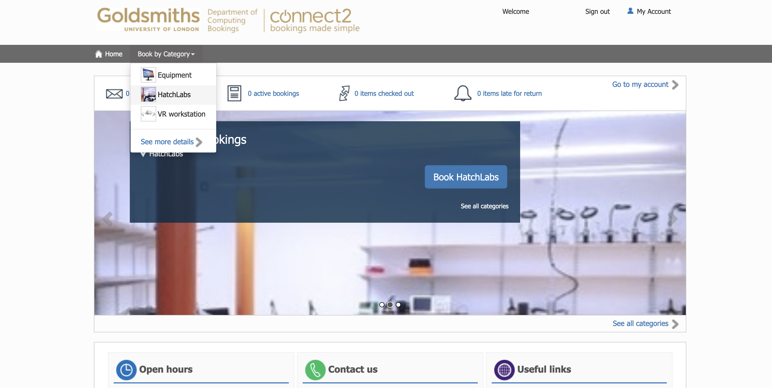 Booking Category Menu